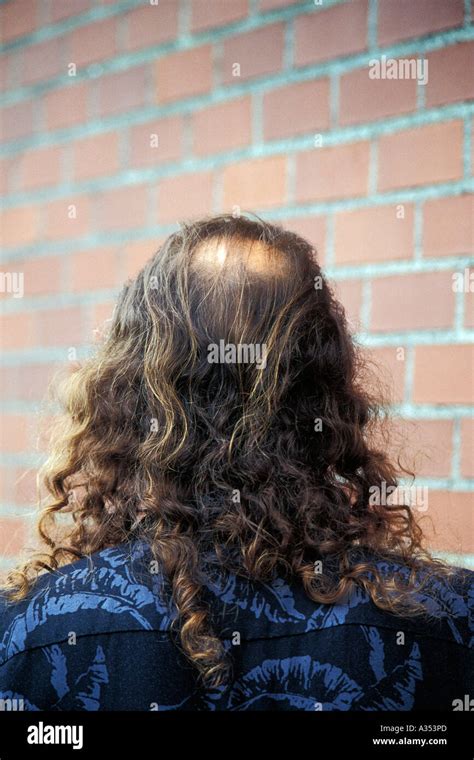 Back View Of Man S Head With Bald Spot And Long Shoulder Length Curly