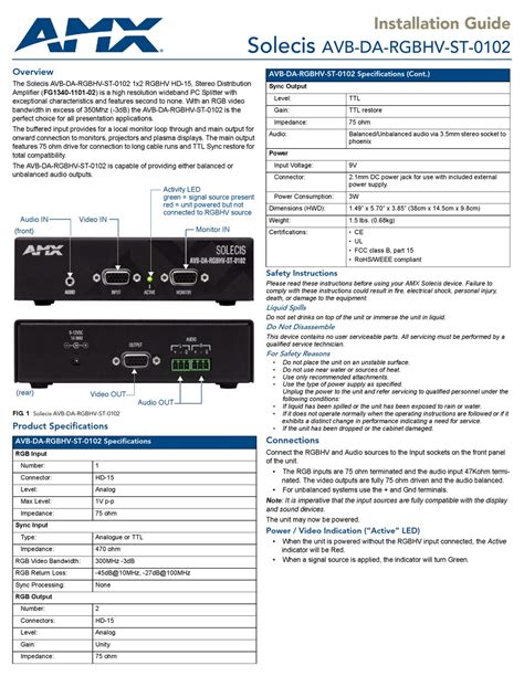 Amx Solecis Avb Da Rgbhv St 0102 Installation Manual Pdf Download