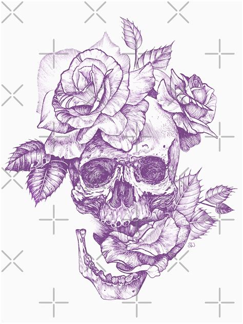Purple Skull And Roses T Shirt By Saraknid Redbubble