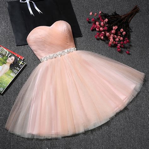 Cute Pink Sweetheart Neck Short Prom Dresspink Evening Dresses