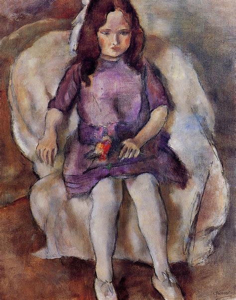Little Girl With A Bouquet 1925 Painting Jules Pascin Oil Paintings