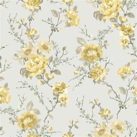 Grey And Yellow Flower Wallpaper Mural Wall