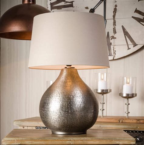 Souk Hammered Silver Table Lamp With Shade Cotterell And Co