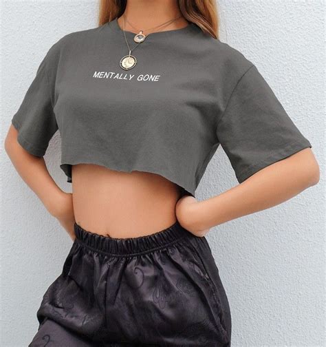 Mentally Gone Crop Top In 2022 High Fashion Street Style Crop Tops Egirl Clothes