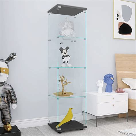 Buy 4 Tier Glass Display Cabinet With Metal Lock 5mm Tempered Glass Curio Cabinet Collection