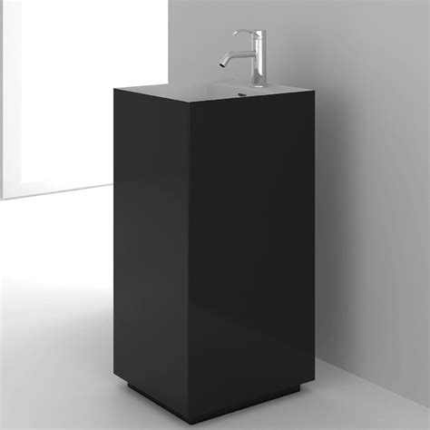 The height, width, and depth of a pedestal arena pedestal sink the square shape of this small pedestal sink works well in a modern bathroom. Fine Fixtures Springhill Black Square Pedestal Bathroom ...