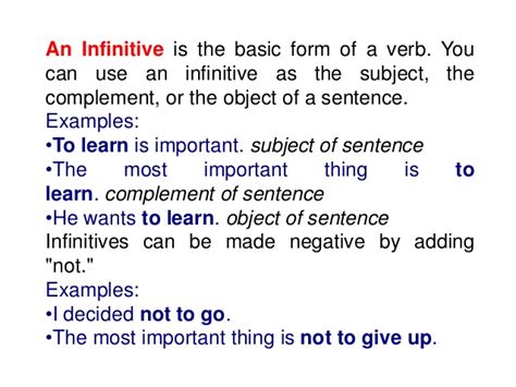The basic form of a verb that usually follows to: Gerunds and infinitives