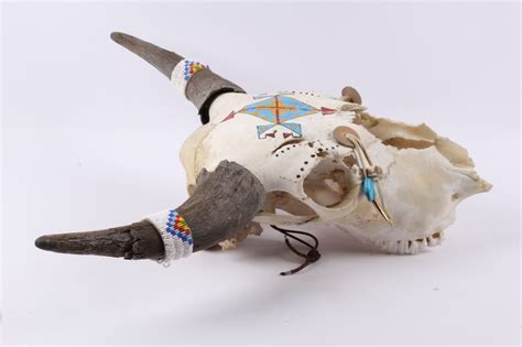 Sioux Painted And Beaded Buffalo Skull This Is A Han