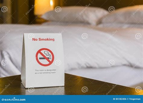 Non Smoking Hotel Room Stock Photo Image Of Pillow Signage 85182406