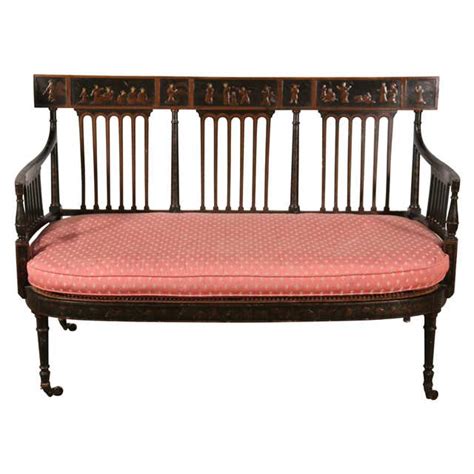 Mid Century Modern Faux Bamboo Caned Settee Loveseat At 1stdibs
