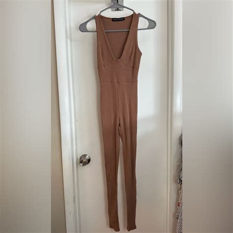 Naked Wardrobe Pants Jumpsuits Nwot Naked Wardrobe Snatched Jumpsuit Brown Small Poshmark