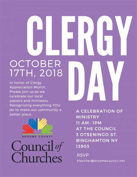 CLERGY DAY OCTOBER 17 2018 Broome County Council Of Churches