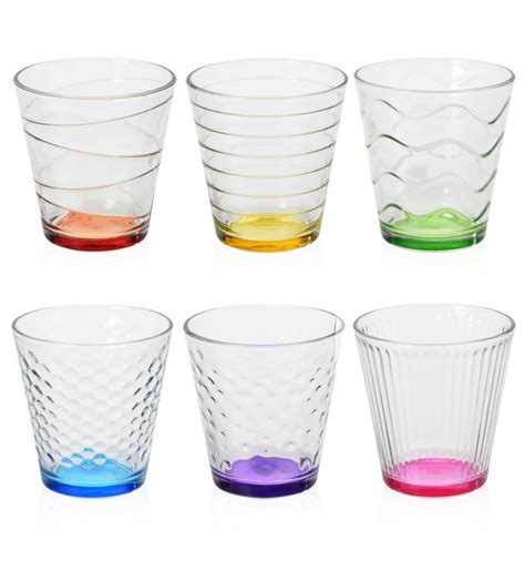 6 coloured drinking glasses 250ml glassware sets