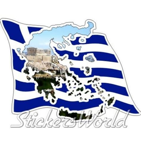 Greece Hellas Athens Acropolis Map Flag 140mm Vinyl Sticker Ebay