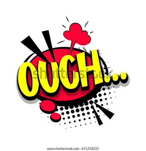 Lettering Ouch Oops Comic Book Halftone Stock Vector Royalty Free