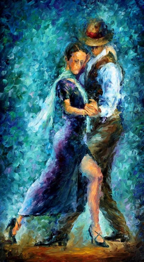 Dancing Couple Oil Painting On Canvas By Leonid Afremov Blue