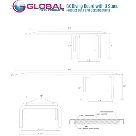 U Frame Diving Board Base 24 Polished Stainless Steel