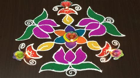 Diwali Muggulu Designs 11 To 6 Dots Colours Muggulu Simple Designs