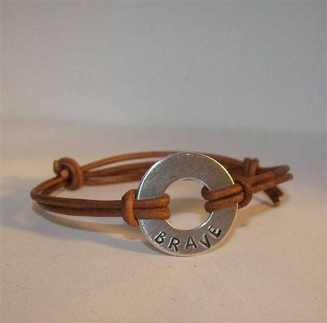 Personalized My Word Custom Stamped Leather Washer Bracelet Etsy