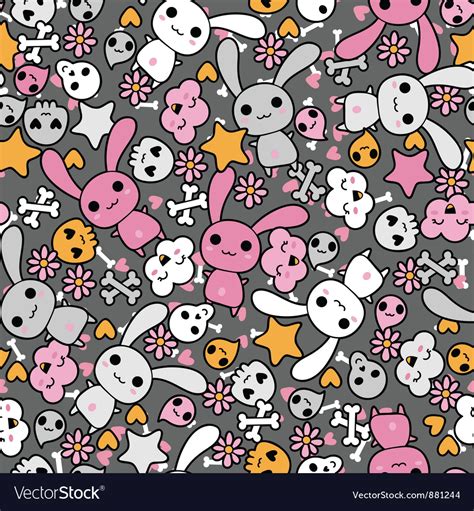 Seamless Pattern With Doodle Kawaii Royalty Free Vector