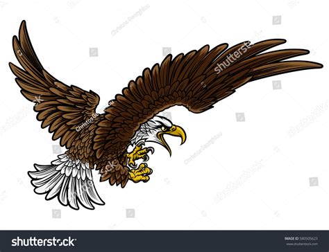 Bald American Eagle Swooping Profile Claws Stock Illustration 580505623