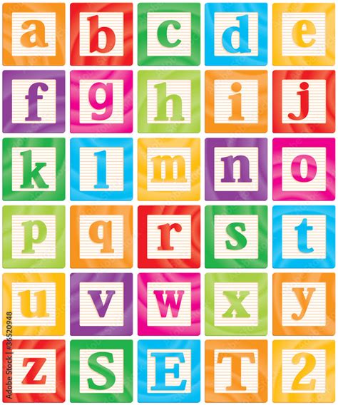 Vector Baby Blocks Set 2 Of 3 Small Letters Alphabet Stock Vector