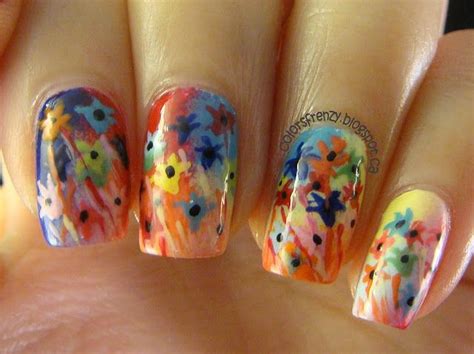 Colors Frenzy 31dc2013 Day 14 Flowers Floral Nail Art Floral Nails