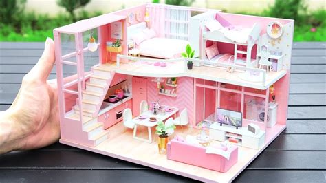 Diy hello kitty miniature dollhouse bedroom and a bathroom with multiple accessories. DIY Miniature Dollhouse Kit || Dream Angel ( With Two ...