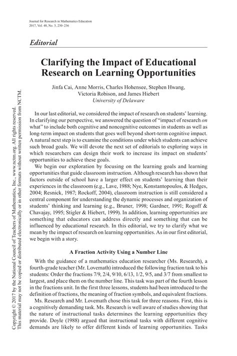 Pdf Clarifying The Impact Of Educational Research On Students Learning