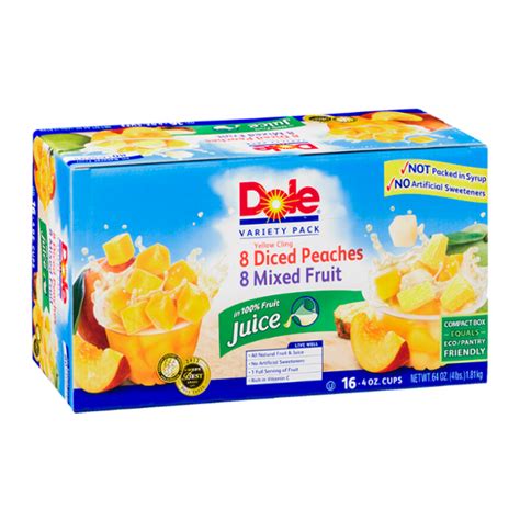 Dole Variety Pack 8 Diced Peaches 8 Mixed Fruit Cups Reviews 2022