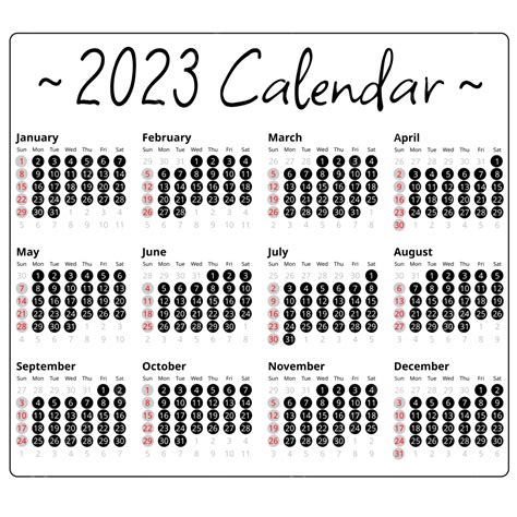 Minimalist Circle Style Black 2023 Calendar Simple Calendar 2023