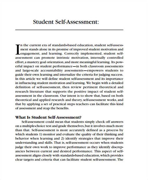 Self Assessment Examples 46 Samples In Pdf Doc Examples