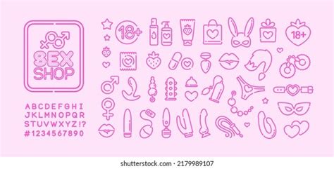 Sex Toys Shop Sign Icons Minimalistic Stock Vector Royalty Free