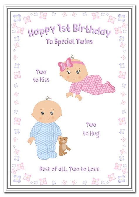 Buy Twins Birthday Card First 1st Birthday Baby Boy And Girl Twin