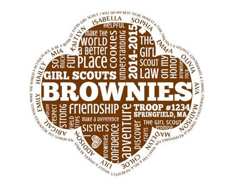 Personalied Brownies Girl Scouts Word Art With Names Daisy Girl