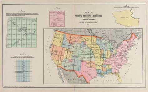 Map Showing The Principal Meridians And Base Lines Of The United States