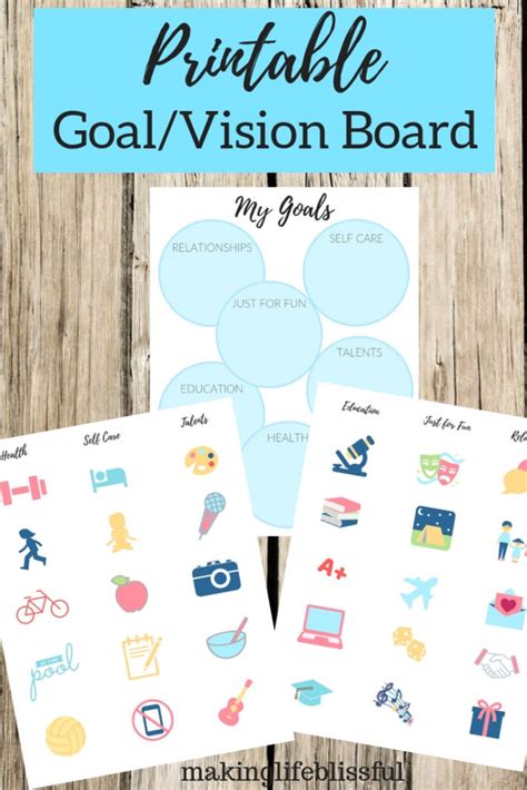 Free Printable Vision Board Making Life Blissful