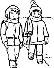 Children With Winter Cloths Coloring Pages Coloring Home