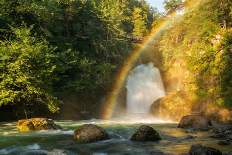 Waterfall And Rainbow Stock Photo Containing Vintgar And Slovenia