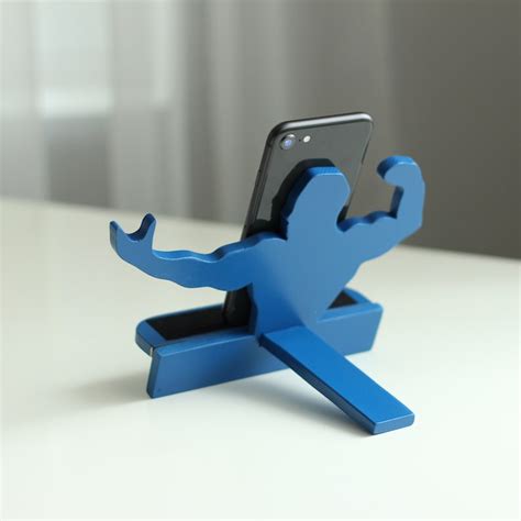 Bodybuilder Phone Holder Wooden Mobile Phone Stand Blue Desk Etsy