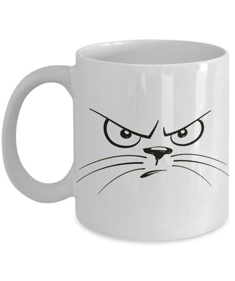 Grumpy Cat Mug Angry Cat Face Coffee Mug Funny Cat Etsy Canada