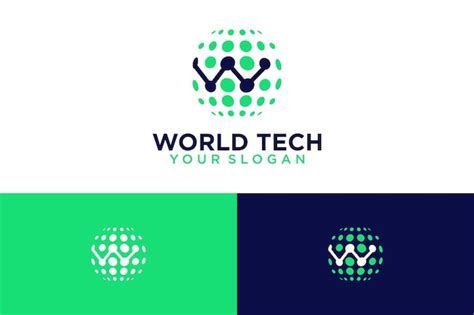Premium Vector World Logo Design With Technology