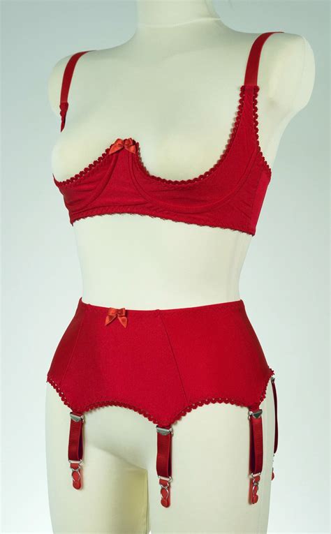 Red Gina Quarter Cup Shelf Bra Etsy