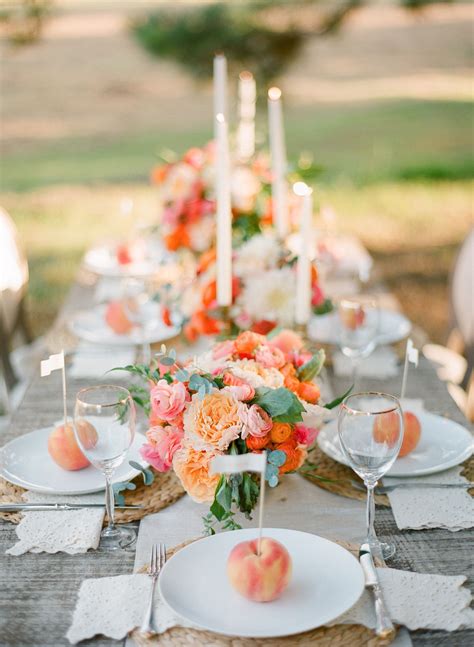 Peach Wedding Inspiration Full Of Color Wedding Tables And Tablescapes