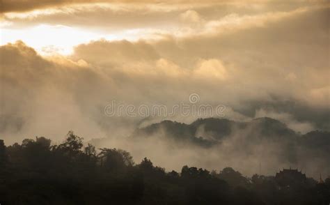 Beautiful Mountains With Clouds And Fogs Stock Image Image Of Plant
