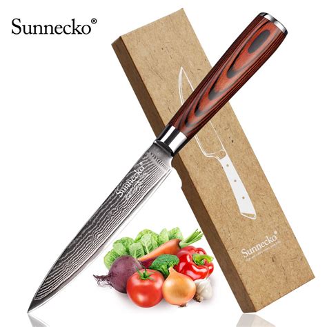 Sunnecko 5 Inch Utility Kitchen Knife Japanese Vg10 Steel Blade Chef