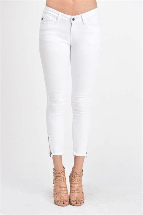 Tatum White Frayed Hem Ankle Zip Jeans Piper Street White Skinnies