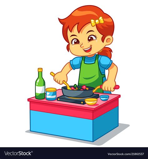 Girl Cooking To Make Delicious Food Royalty Free Vector