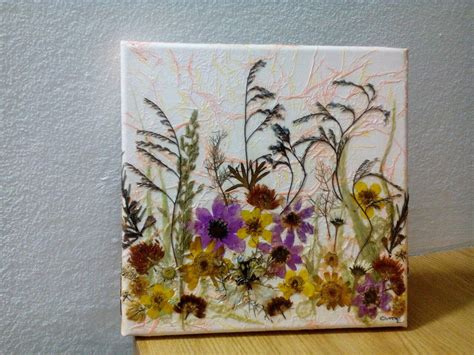 Pressed flower canvas | Pressed flower crafts, Pressed flower art, Pressed flowers