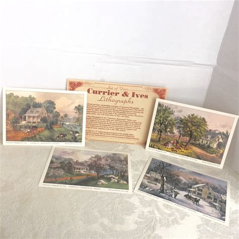 Vintage Lithographs Currier And Ives Lithograph Set Of Four